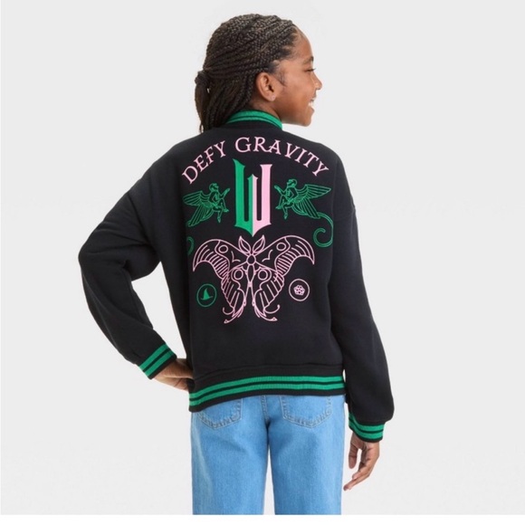 Target Other - Girls Size XL Wicked Defy Gravity Black Bomber Jacket